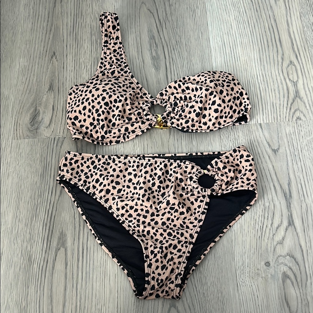 Cabana Del Sol Leopard Print Bikini Set Size S